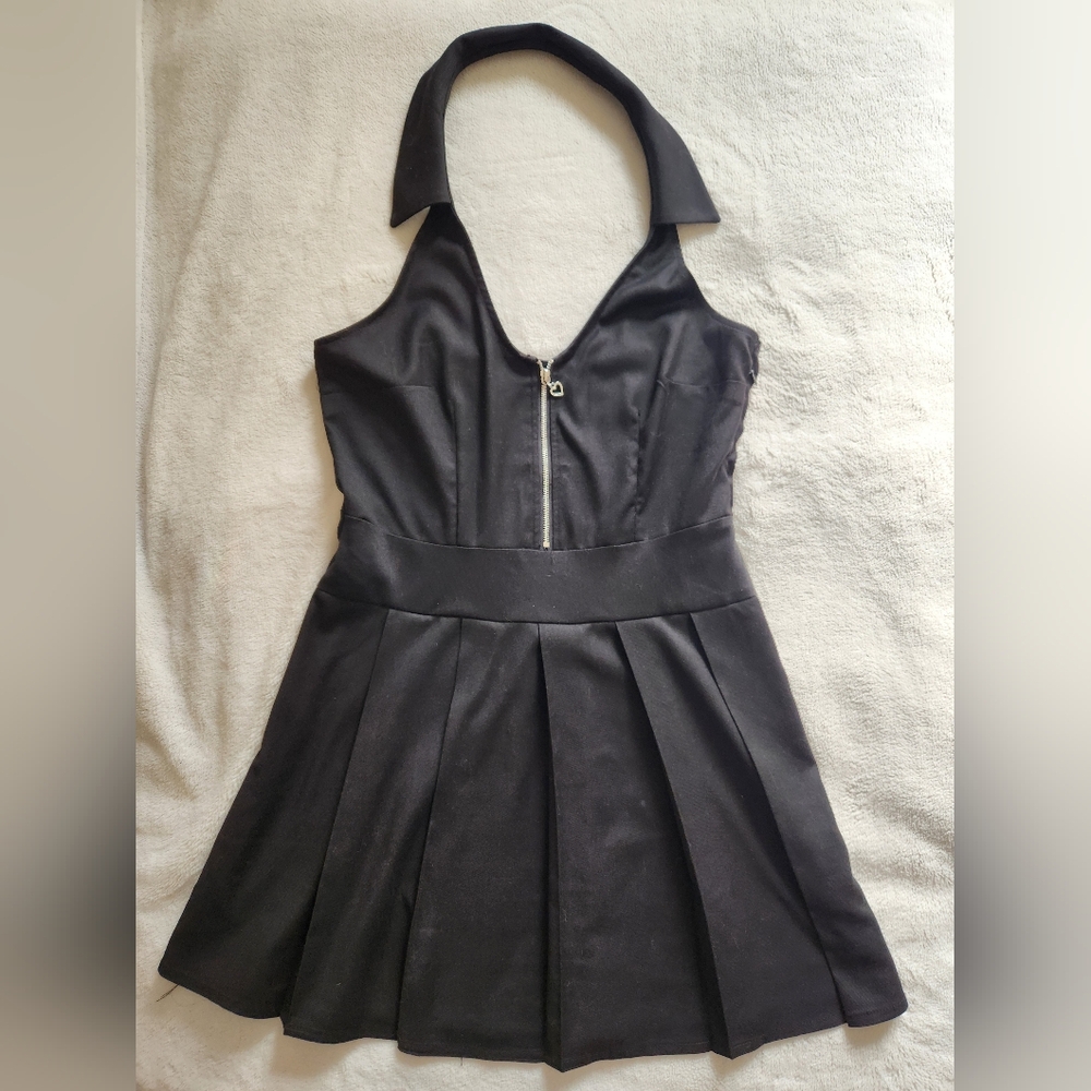 Divided Pleated Halter Dress